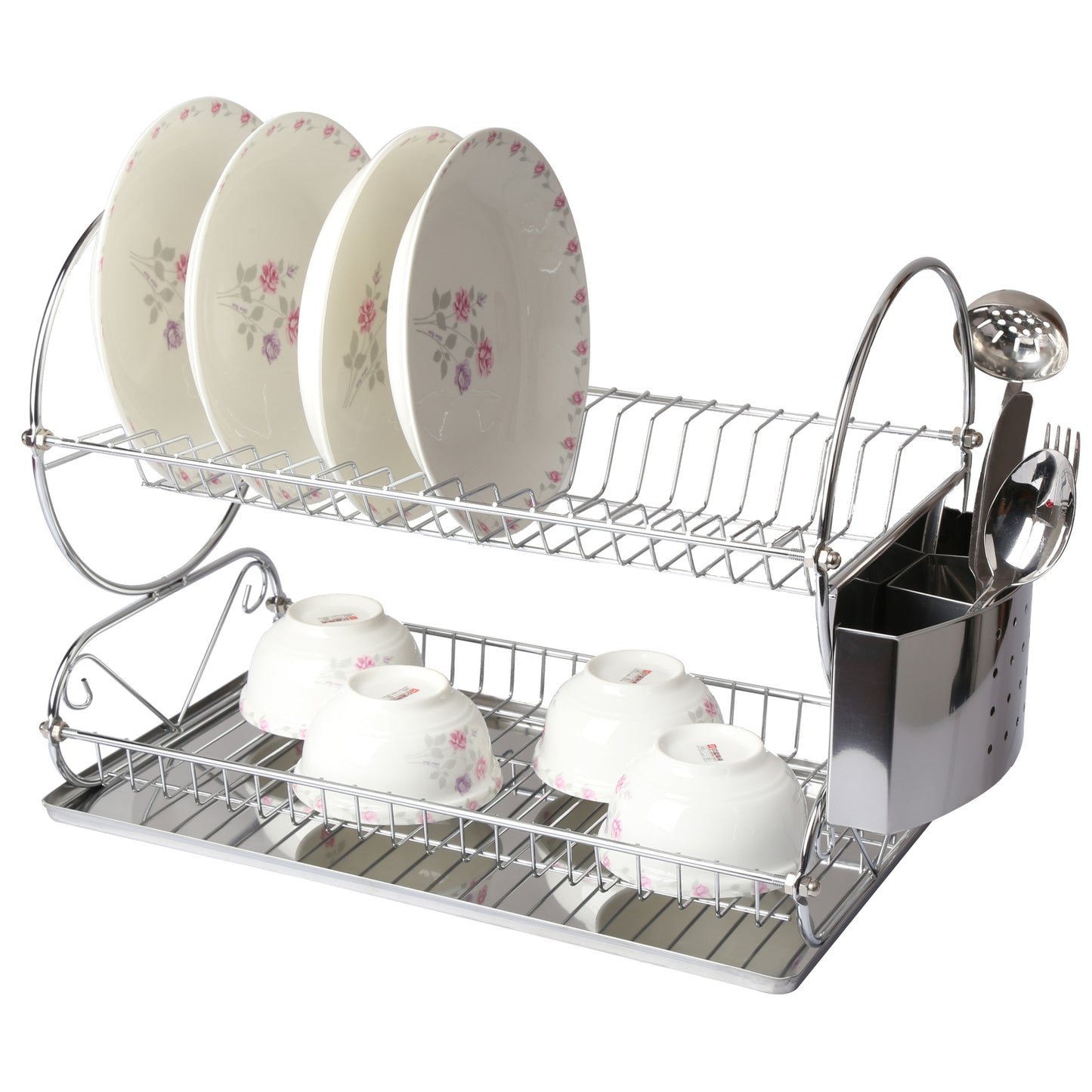 MegaChef Chrome Plated 17.5 Inch Two Shelf Dish Rack - Galactic capuchin