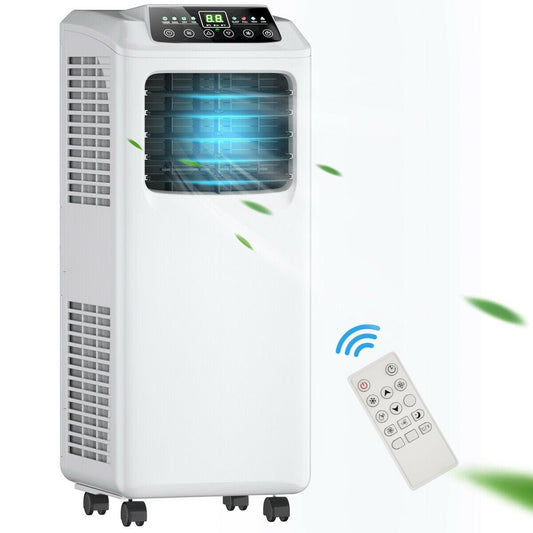 9000 BTU Portable Air Conditioner with Built - in Dehumidifier and Remote Control - Color: Black & White - Galactic capuchin