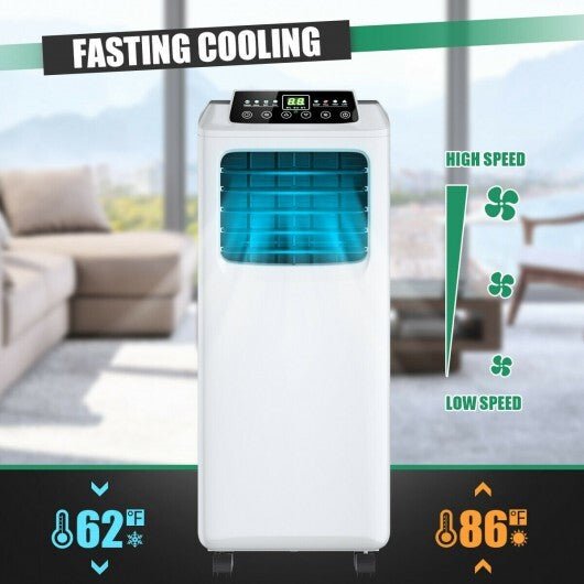 9000 BTU Portable Air Conditioner with Built - in Dehumidifier and Remote Control - Color: Black & White - Galactic capuchin