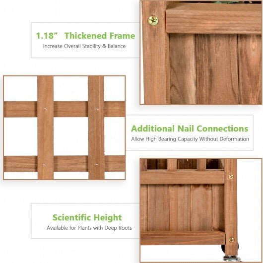 50 Inch Wood Planter Box with Trellis Mobile Raised Bed for Climbing Plant - Galactic capuchin