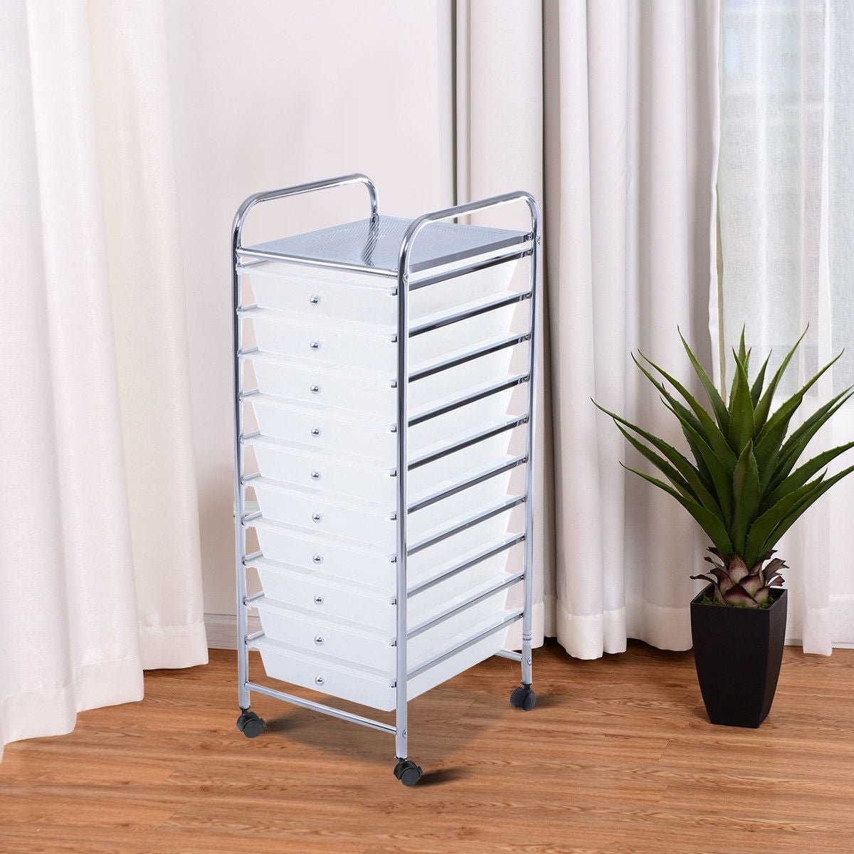 10 Drawer Rolling Storage Cart Organizer with 4 Universal Casters - Clear - Color: Transparent - Galactic capuchin