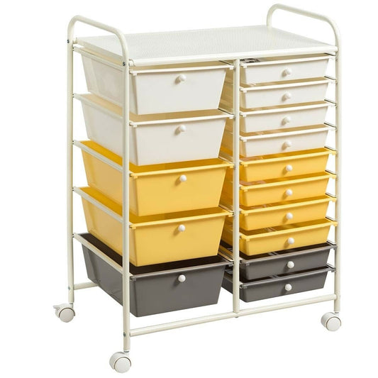 15 - Drawer Storage Rolling Organizer Cart - Yellow - Color: Yellow - Galactic capuchin