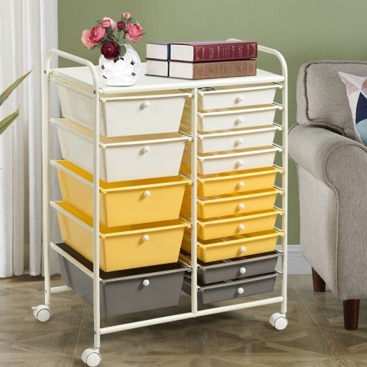 15 - Drawer Storage Rolling Organizer Cart - Yellow - Color: Yellow - Galactic capuchin