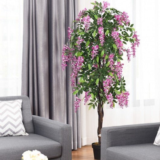 6 - Feet Artificial Wisteria Silk Indoor - Outdoor Tree - 1pieces - Color: Green - Galactic capuchin