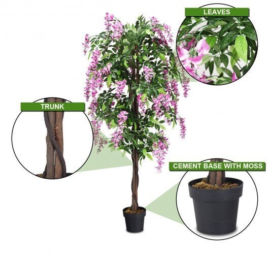 6 - Feet Artificial Wisteria Silk Indoor - Outdoor Tree - 1pieces - Color: Green - Galactic capuchin