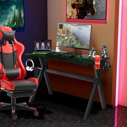 Ergonomic Gaming Desk with Mousepad and Cup Headphone Holder - Galactic capuchin