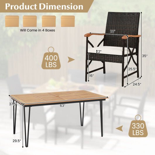 7 Pieces Outdoor Dining Furniture Set for Porch Backyard Garden Poolside - Galactic capuchin