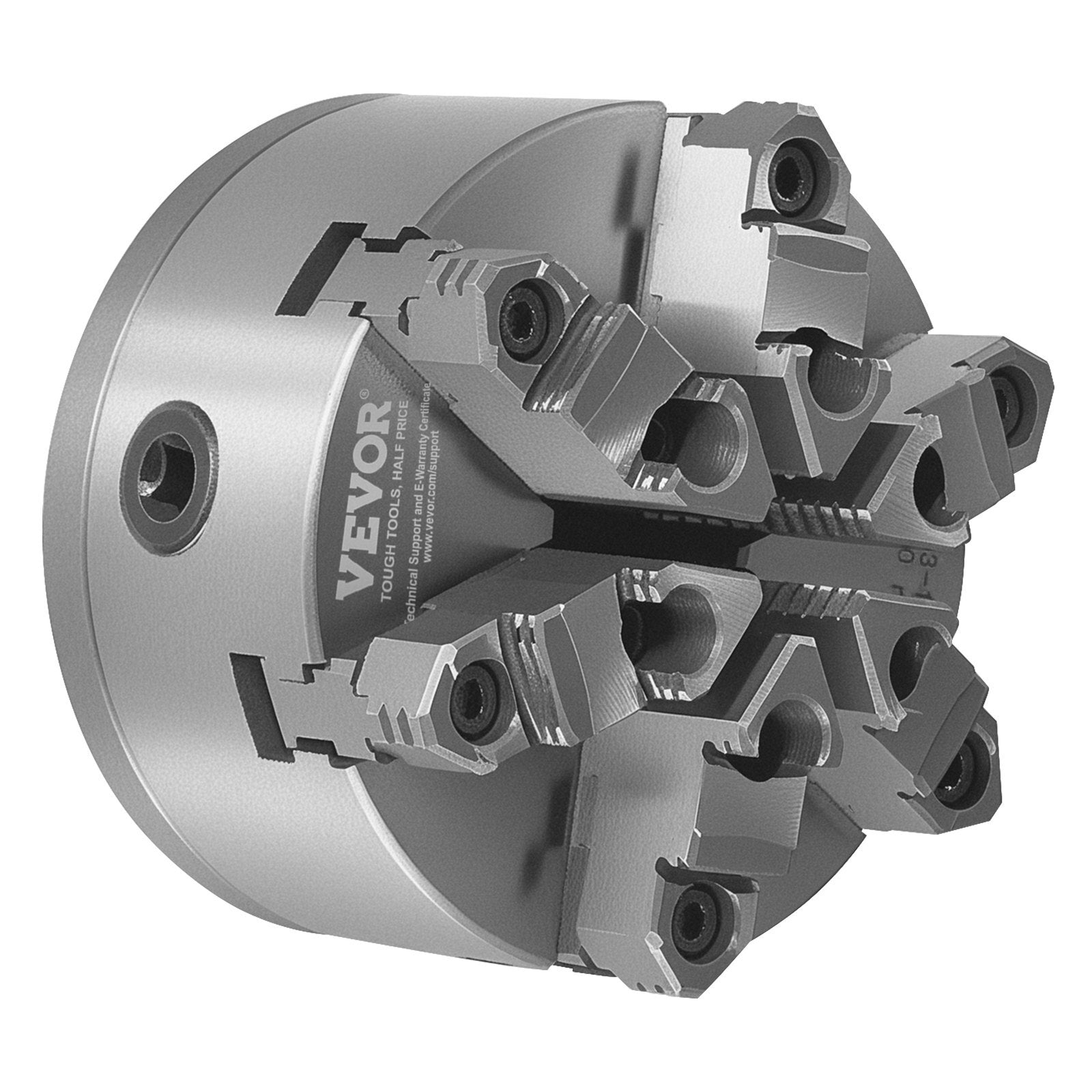 6 - Jaw Lathe Chuck, 6 Inch (160 mm), Self - Centering Chuck with D1 - 4 Cam Lock Backing Plate, 0.12 - 5.71 in (3 - 145 mm) Clamping Range with T - wrench Screws, HT300 Material, for Wood Metal Lathe - Galactic capuchin