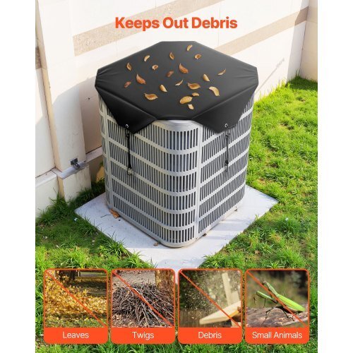 Air Conditioner Cover for Outside Units, 28 x 28 inch Central AC Cover for Air Conditioning Unit, Top Universal Mesh Defender Rainproof Easy Install for Outdoor Outside All Seasons, Black - Galactic capuchin