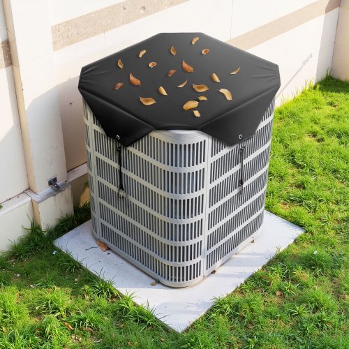 Air Conditioner Cover for Outside Units, 28 x 28 inch Central AC Cover for Air Conditioning Unit, Top Universal Mesh Defender Rainproof Easy Install for Outdoor Outside All Seasons, Black - Galactic capuchin