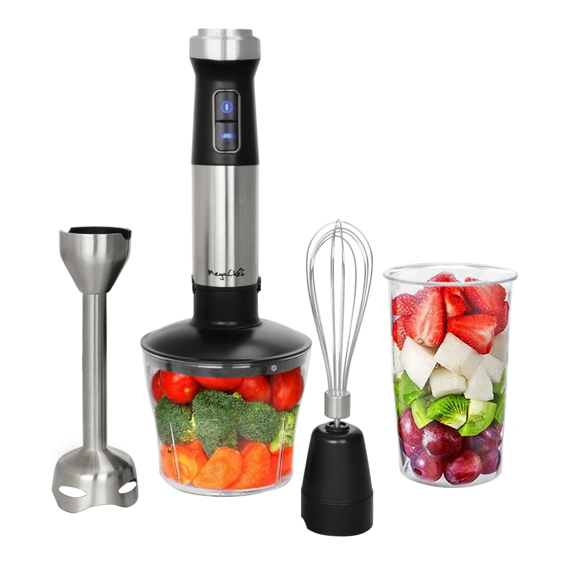 MegaChef 4 in 1 Multipurpose Immersion Hand Blender With Speed Control and Accessories - Galactic capuchin