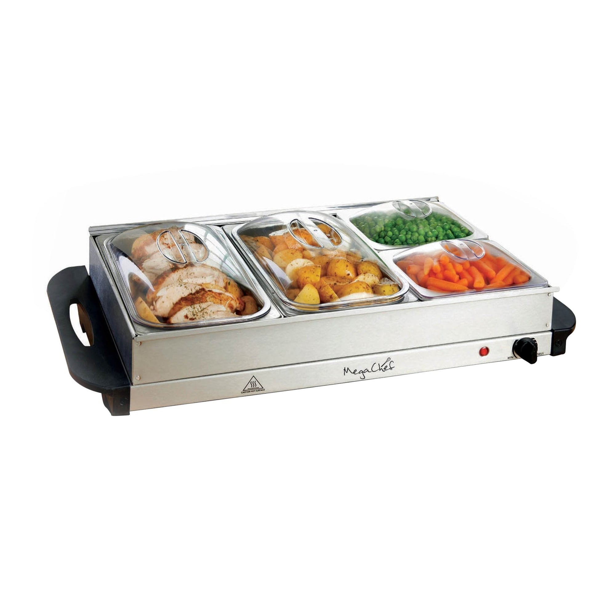MegaChef Buffet Server & Food Warmer With 4 Removable Sectional Trays , Heated Warming Tray and Removable Tray Frame - Galactic capuchin