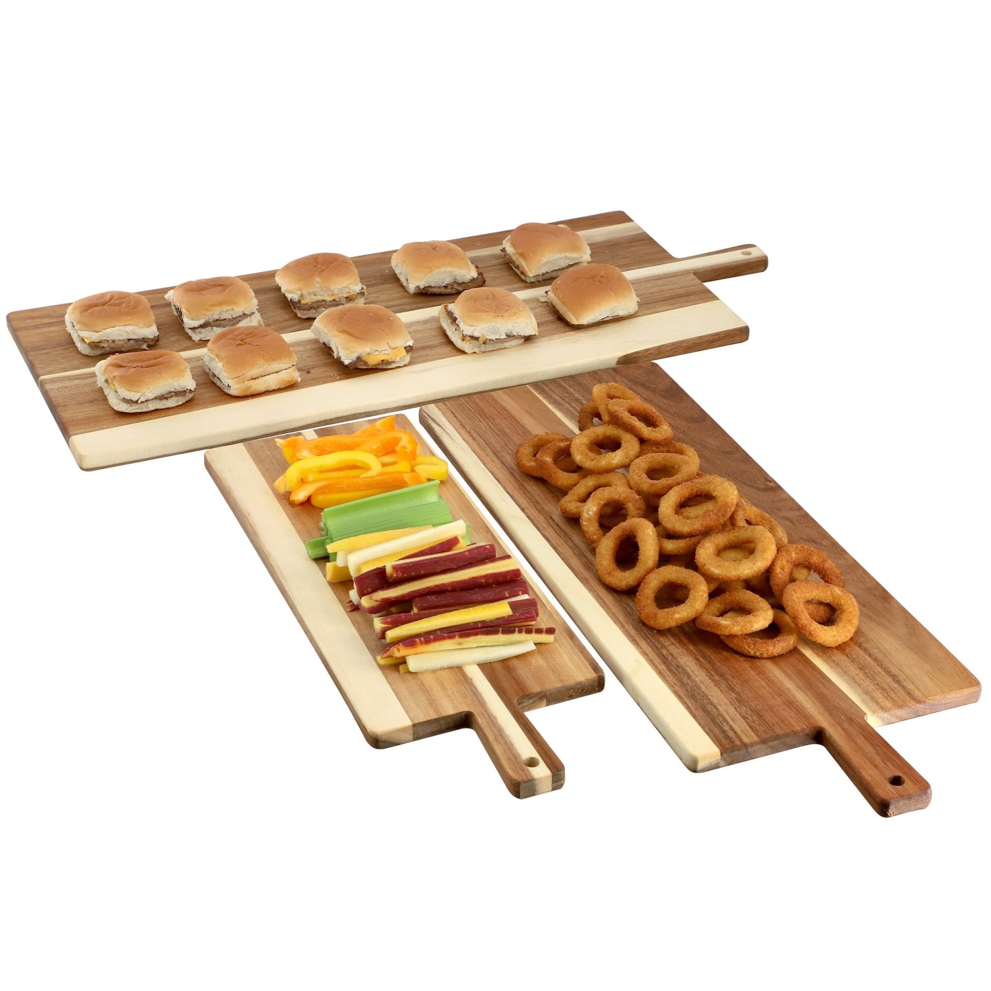 MegaChef 3 Piece Acacia Wood Charcuterie Cheese Board Set with Handles - Galactic capuchin