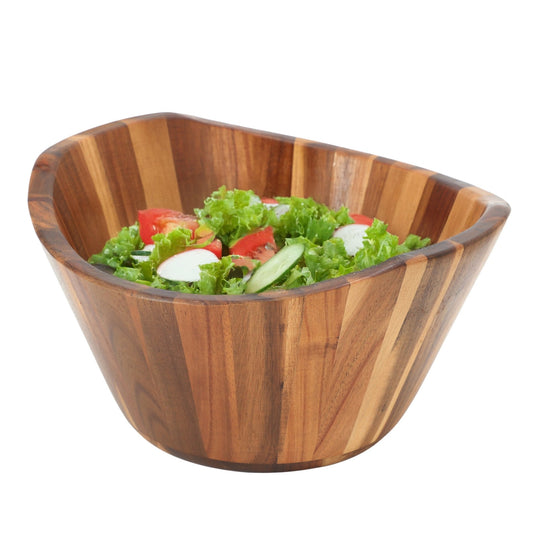 MegaChef 11.75 Inch Acacia Wood Deep Salad Bowl - Galactic capuchin