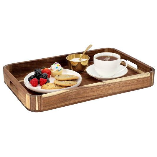 MegaChef Acacia Wood 17.75 x 12 Inch Rectangle Serving Tray - Galactic capuchin