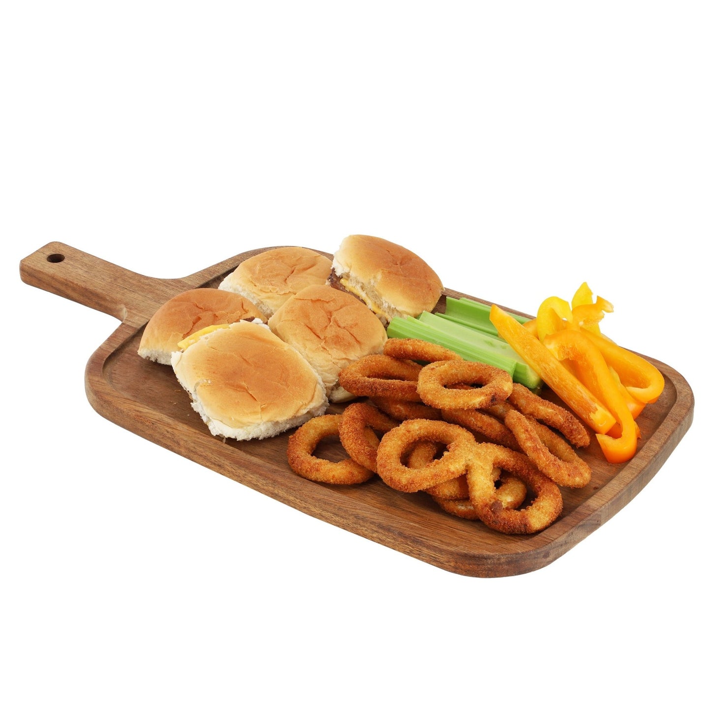 MegaChef 14 Inch Acacia Wood Rectangle Serving Board with Handle - Galactic capuchin