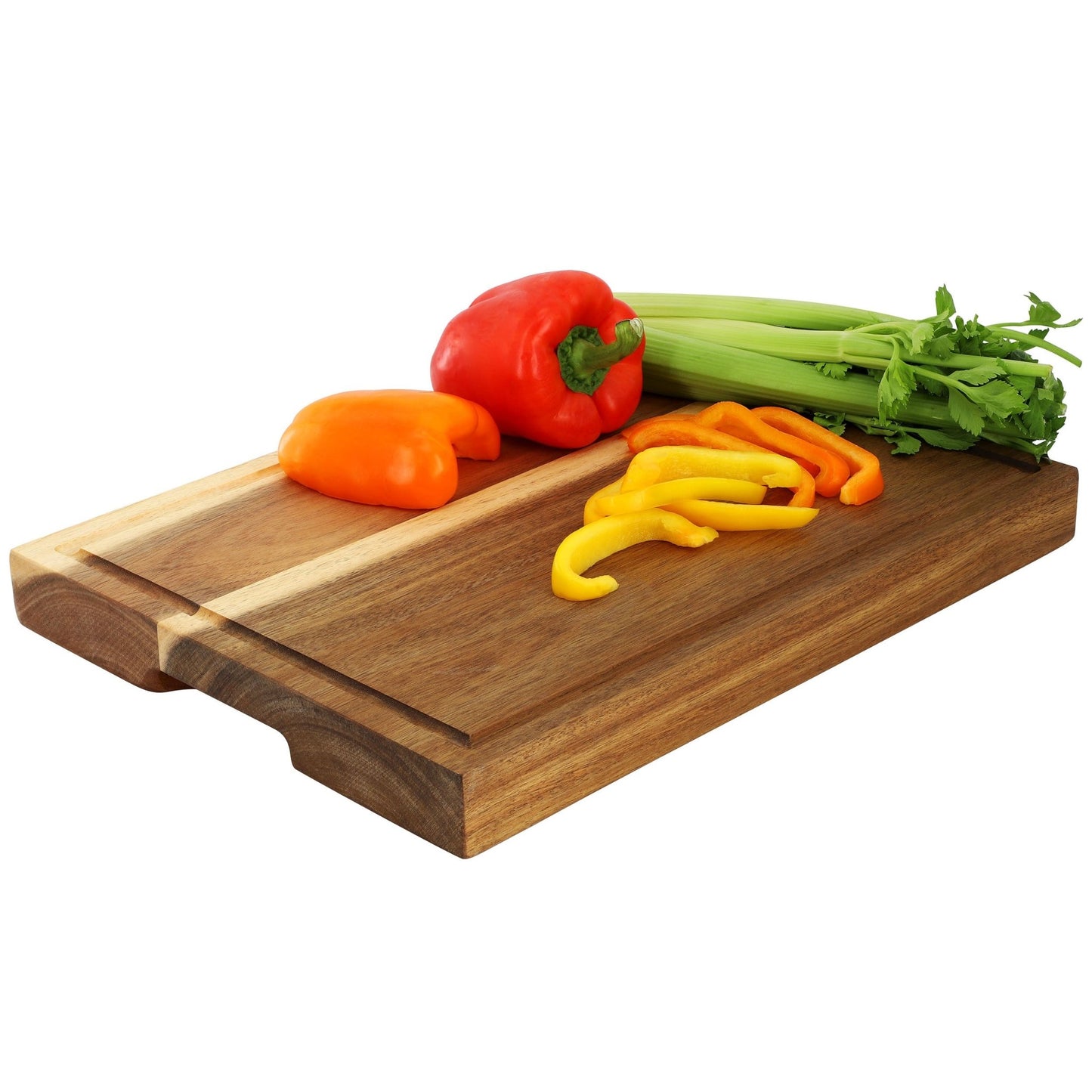 MegaChef 15.5 x 12 Inch Acacia Wood 1.5 Inch Thick Carving and Cutting Serving Butcher Board with Juice Groove - Galactic capuchin