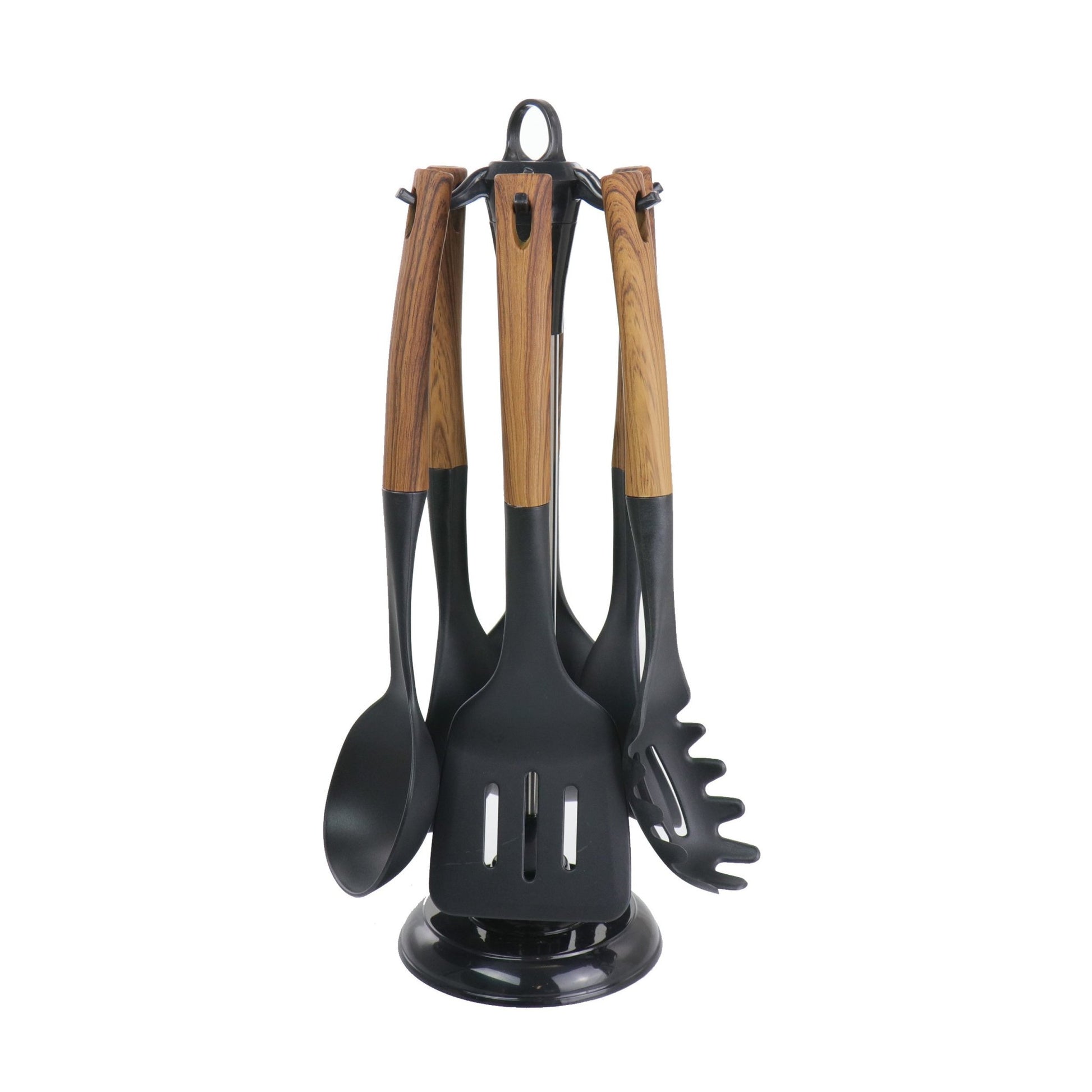 MegaChef Black Nylon Cooking Utensils with Wood Design, Set of 7 - Galactic capuchin