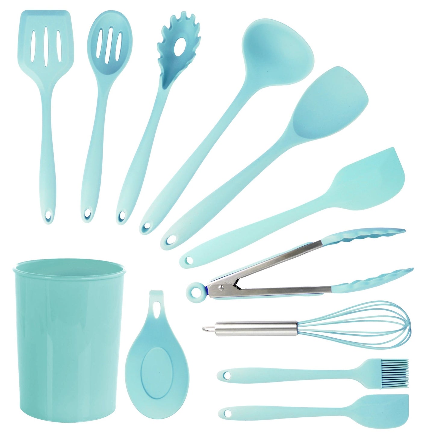 MegaChef Light Teal Silicone Cooking Utensils, Set of 12 - Galactic capuchin