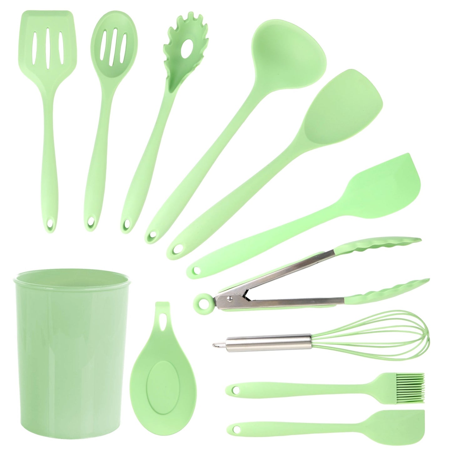 MegaChef Mint Green Silicone Cooking Utensils, Set of 12 - Galactic capuchin