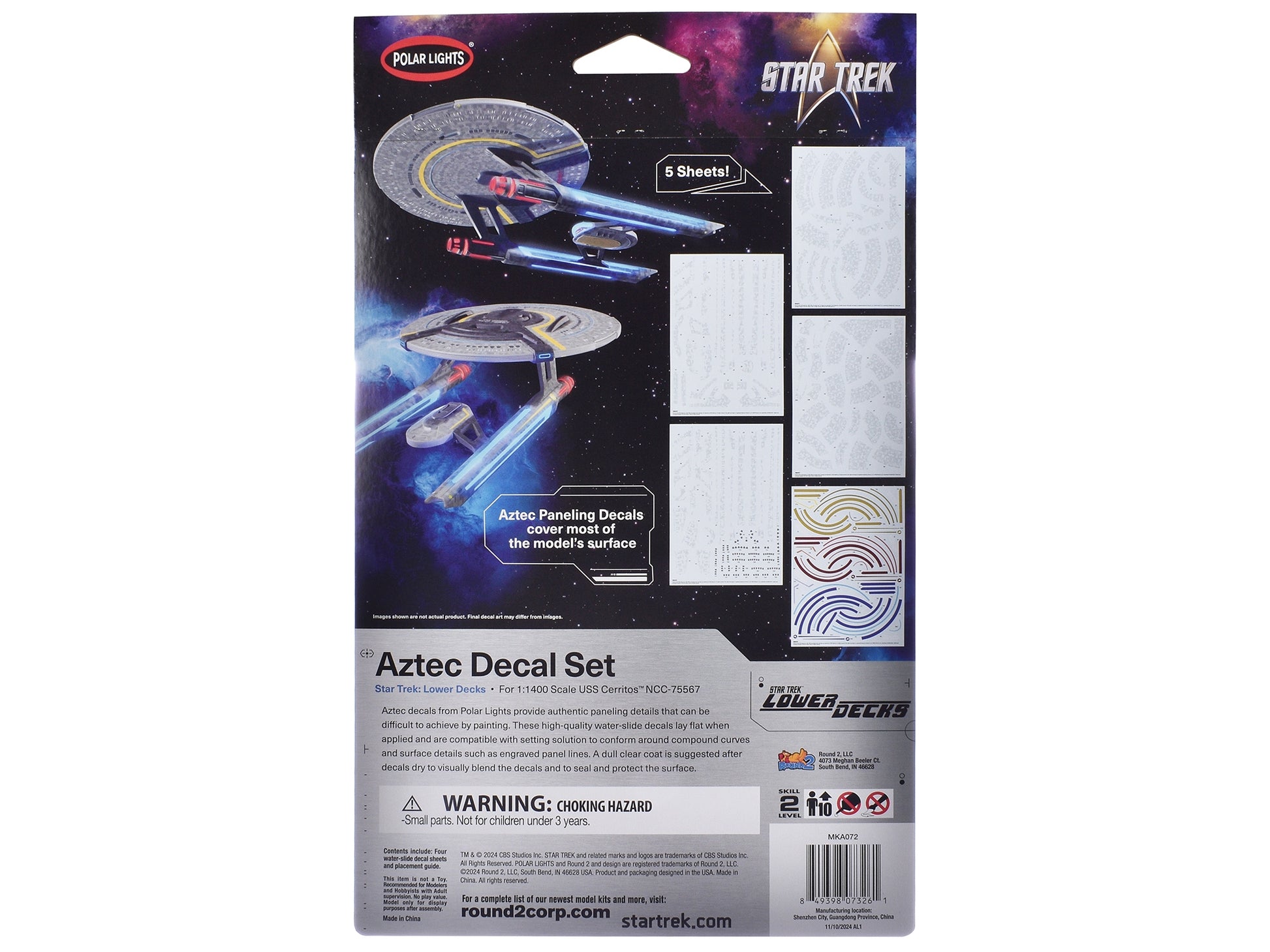 USS Cerritos NCC - 75567 Aztec Decal Set "Star Trek: Lower Decks" (2020 - 2024) TV Series 1/1400 Scale by Polar Lights - Galactic capuchin
