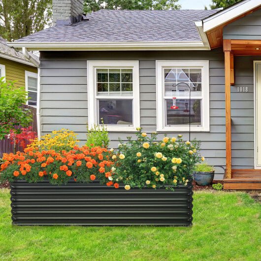 71 Inch Galvanized Metal Raised Garden Bed for Garden Backyard - Dark Gray - Galactic capuchin