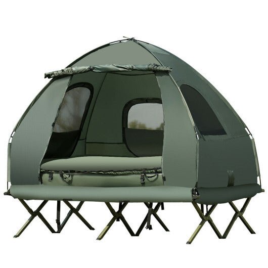5 - in - 1 2 - Person Foldable Outdoor Camping Tent Cot with Air Mattress and Sleeping Bag - Galactic capuchin