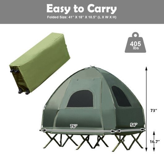 5 - in - 1 2 - Person Foldable Outdoor Camping Tent Cot with Air Mattress and Sleeping Bag - Galactic capuchin