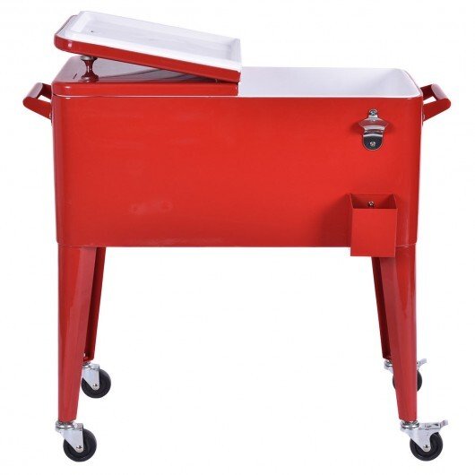 Red Portable Outdoor Patio Cooler Cart - Galactic capuchin
