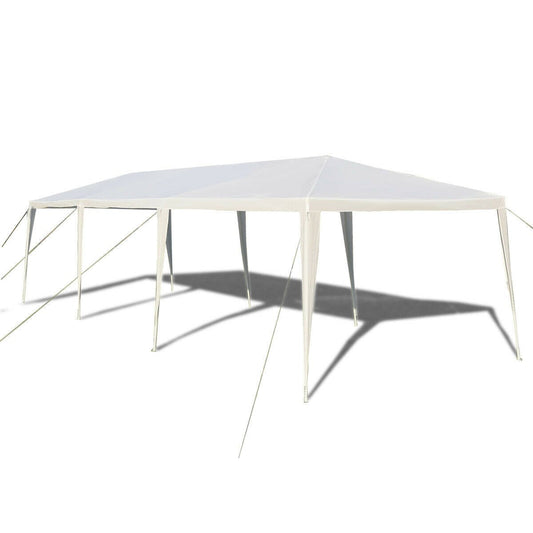 10 x 30 Feet Gazebo Canopy Tent with Connection Stakes and Wind Ropes - Color: White - Galactic capuchin