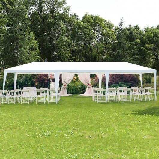 10 x 30 Feet Gazebo Canopy Tent with Connection Stakes and Wind Ropes - Color: White - Galactic capuchin