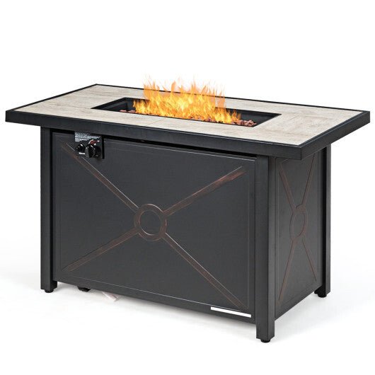 9 Pieces Outdoor Patio Furniture Set with 42 Inch Propane Fire Pit Table - Navy - Color: Navy - Galactic capuchin