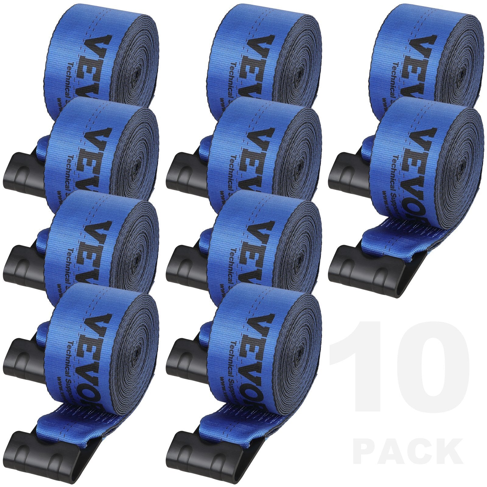Winch Straps, 4" x 30', 6000 lbs Load Capacity, 18000 lbs Breaking Strength, Truck Straps with Flat Hook, Flatbed Tie Downs Cargo Control for Trailers, Farms, Rescues, Tree Saver, Blue (10 Pack) - Galactic capuchin