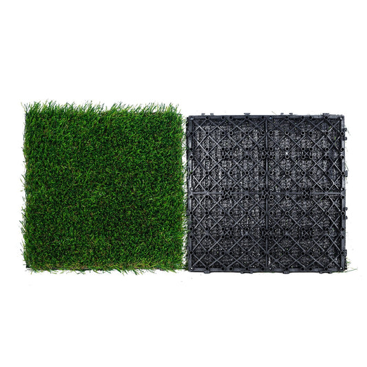 Artifical Grass Tiles Interlocking Turf Deck Set, 18 Pack - 12"x12", Synthetic Fake Grass Self - draining Mat Flooring Decor Pad, Perfect For Multi - Purpose Indoor Outdoor Entryway Scraper Dog Mats - Galactic capuchin
