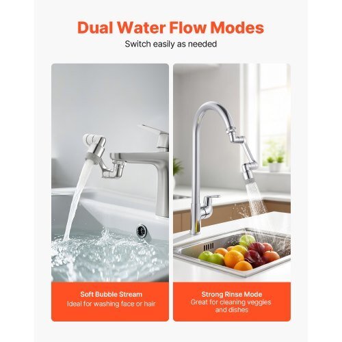 1080? Swivel Faucet Extender, 2 Sprayer Modes Sink Water Faucet Aerator Extension, Kitchen Bathroom Rotatable Spray Attachment with Brass Robotic Arm, Rotating Splash Filter Wash Hand/Hair/Face - Galactic capuchin