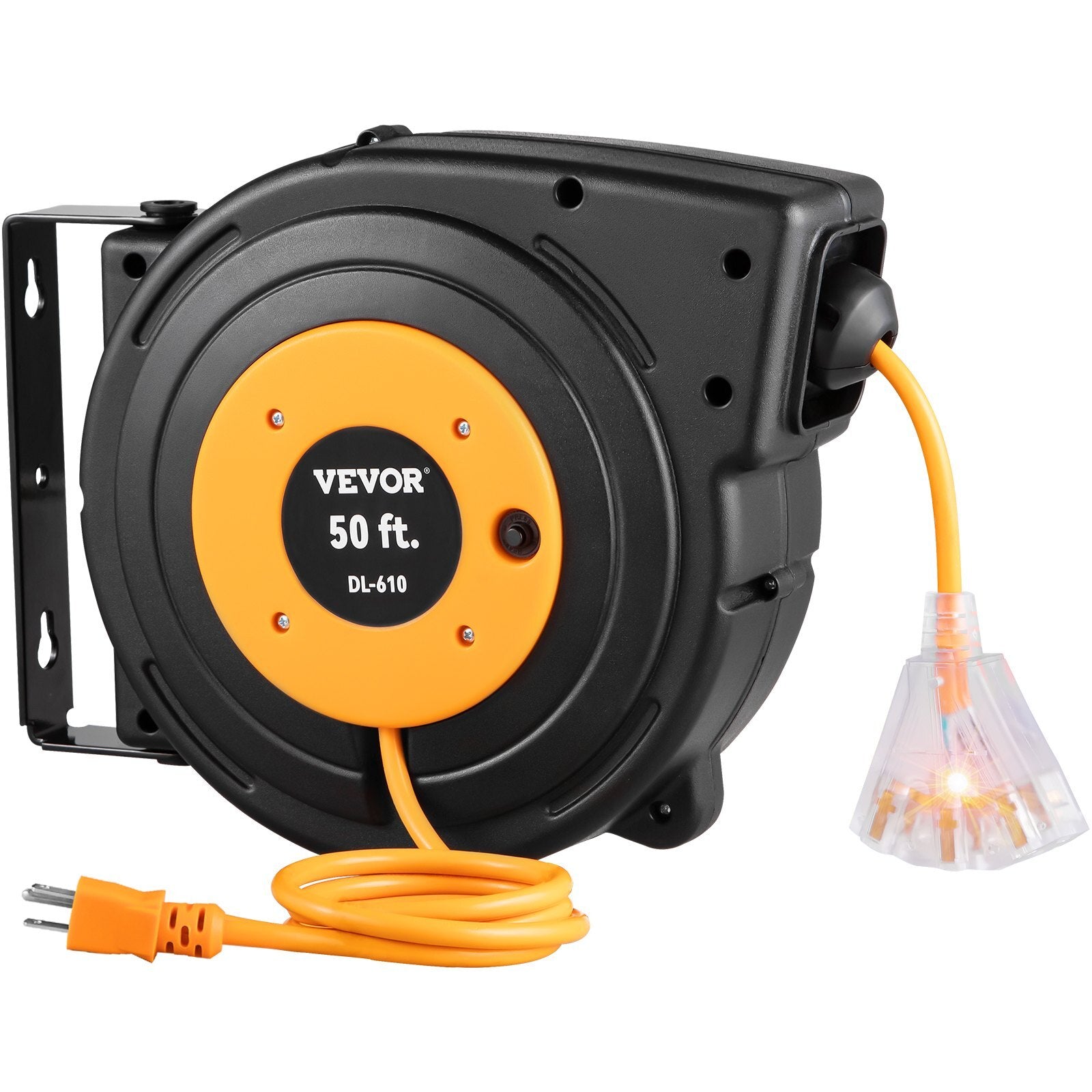 50ft Retractable Extension Cord Reel 14AWG/3CSJTOW Power Cord Reel - Galactic capuchin