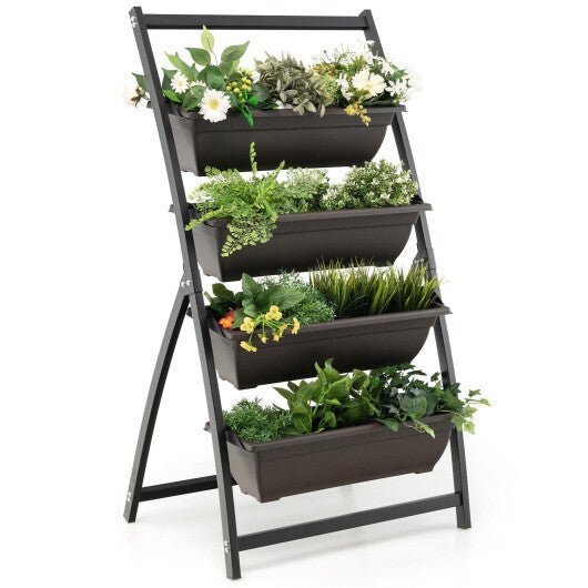 Costway 4 - Tier Vertical Raised Garden Bed with 4 Containers and Drainage Holes - S - Galactic capuchin